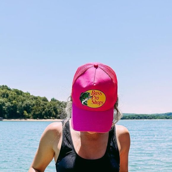 Bass Pro Shops Pink and Yellow Logo Baseball Cap  NWOT - Picture 1 of 9